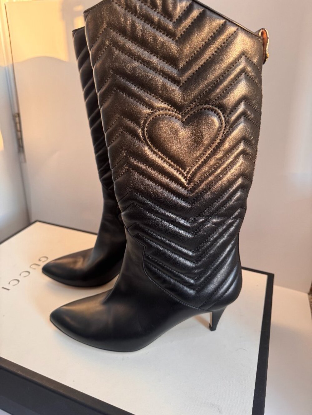Gucci Charlotte GG Marmont Quilted Knee Boots EU 38